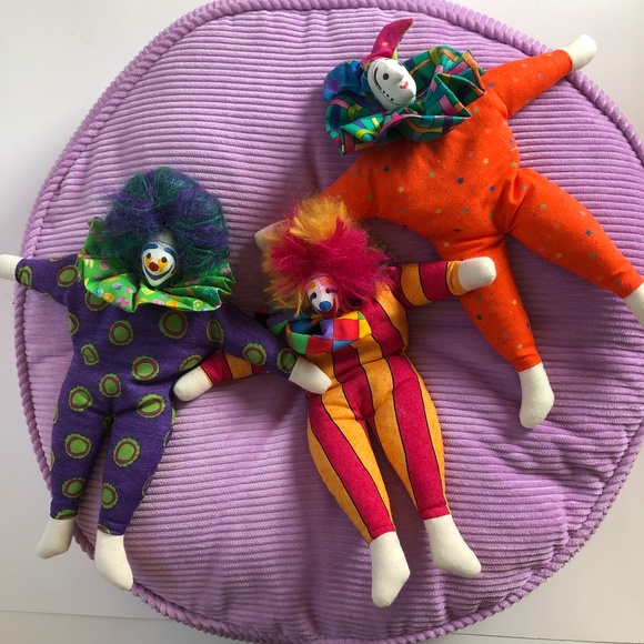 3 Bean Bag Clowns, Hand Made Art - Picture 1 of 17